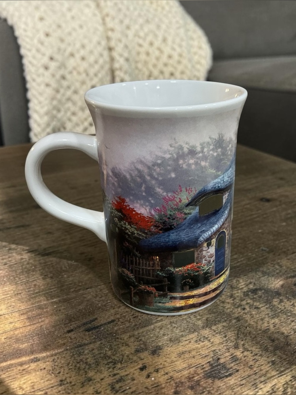 Thomas Kinkade Lilac Cottage Heat Activated Color Changing Mug 2004 8 Oz